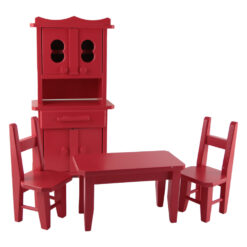Set mobilier de bucatarie pentru copii, jucarie din lemn, 4 piese, rosu
