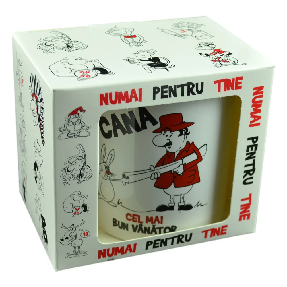Cana ceramica 300 ml "Cel mai bun vanator", in cutie decorativa - Funny Mug - imagine 3