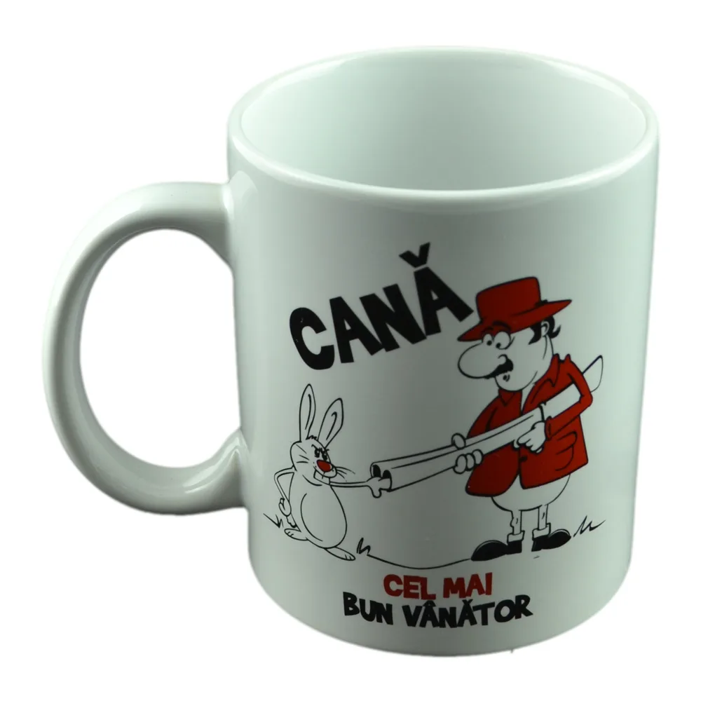 Cana ceramica 300 ml "Cel mai bun vanator", in cutie decorativa - Funny Mug - imagine 4