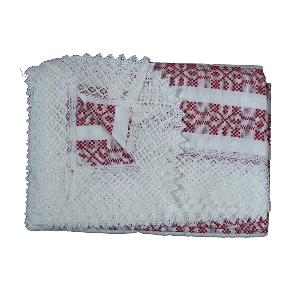 Fata de masa artizanat 220x160 CM Alb/Rosu, 80 % bbc, 20 % acril