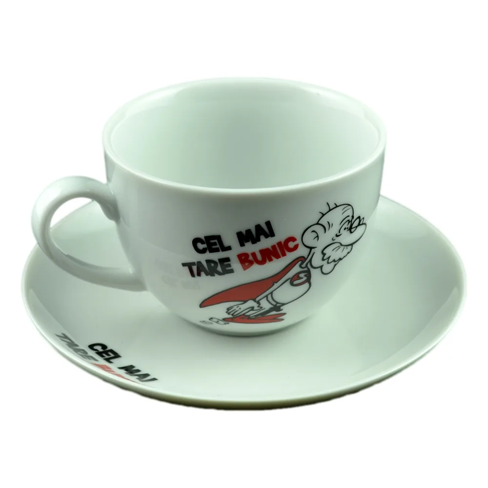 Ceasca cu farfurie din ceramica "Pentru cel mai tare bunic" - imagine 2