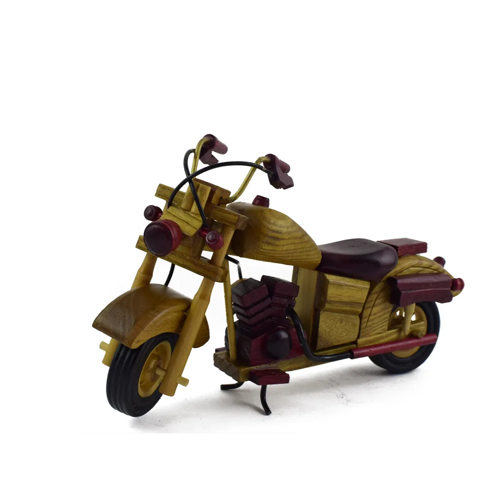 Motocicleta vintage din lemn 26 CM, Macheta - imagine 2