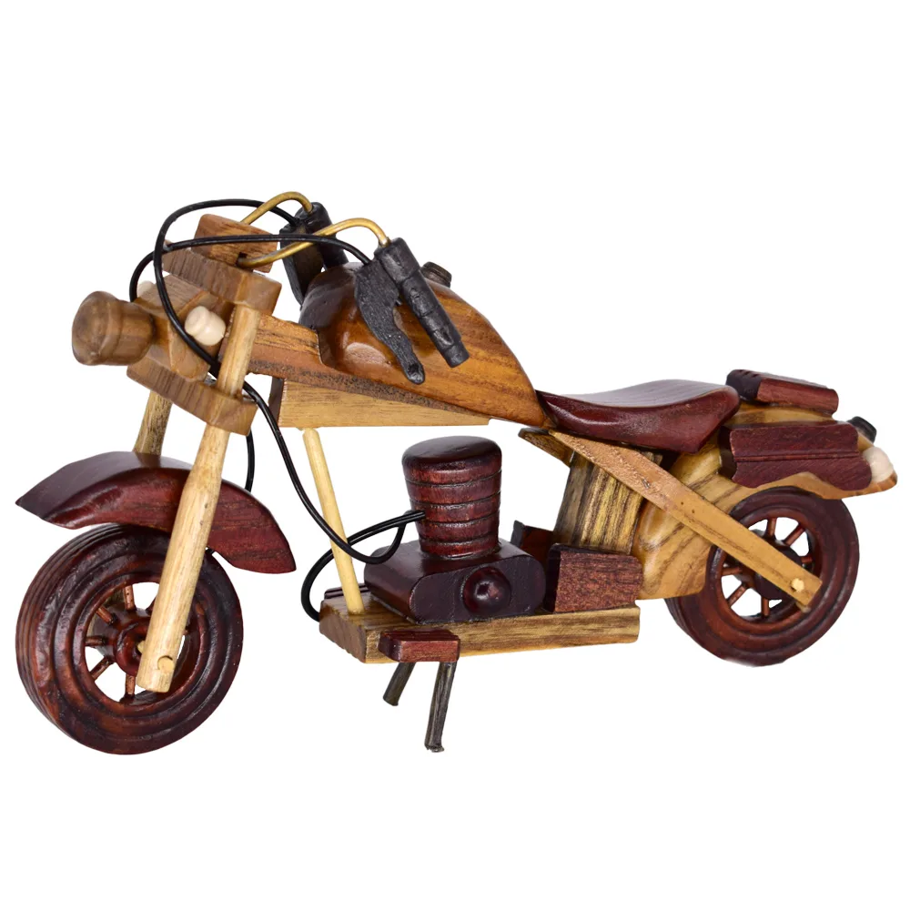 Motocicleta vintage din lemn 26 CM, Macheta - imagine 4