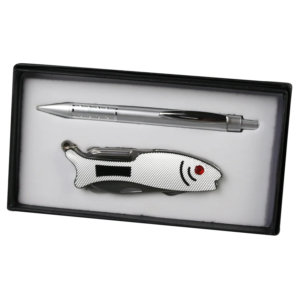 Set cadou pentru barbati, Pix cu briceag multifunctional Peste