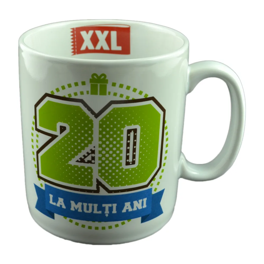 Cana ceramica XXL - "20 La multi ani!" - imagine 2