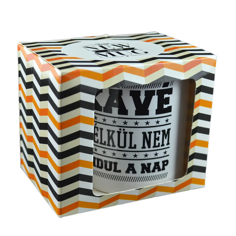 Cana ceramica Boss Mug 300 ml "Kave nelkul nem indul a nap", in cutie decorativa