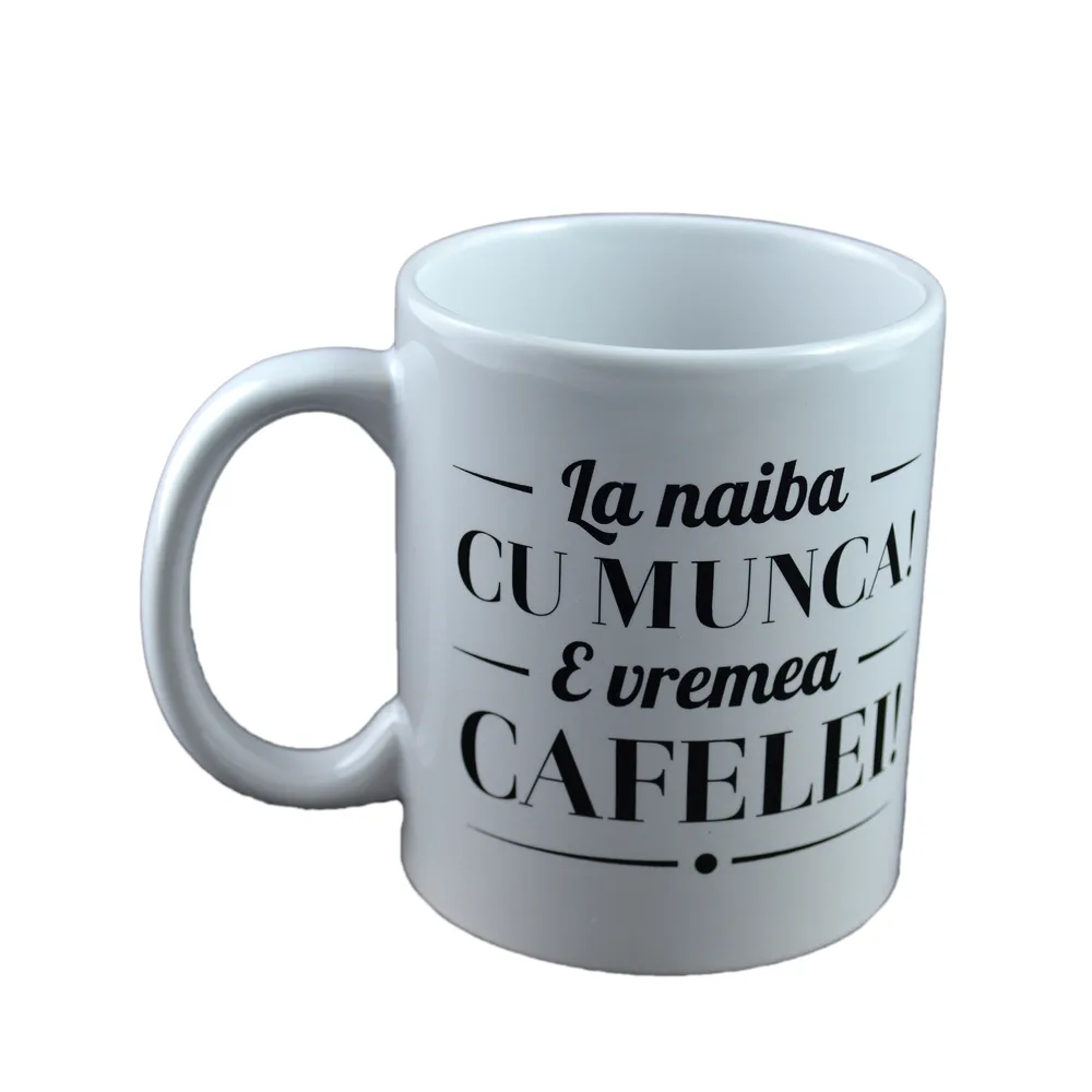 Cana ceramica Boss Mug 300 ml "La naiba cu munca! E vremea cafelei", in cutie decorativa - imagine 2