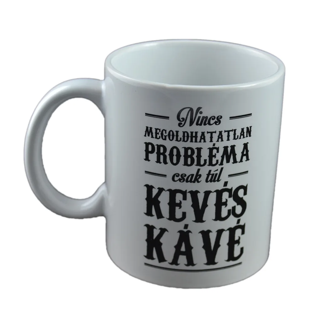 Cana ceramica Boss Mug 300 ml "Nincs megoldhatatlan problema, csak tul keves kave.", in cutie decorativa - imagine 2