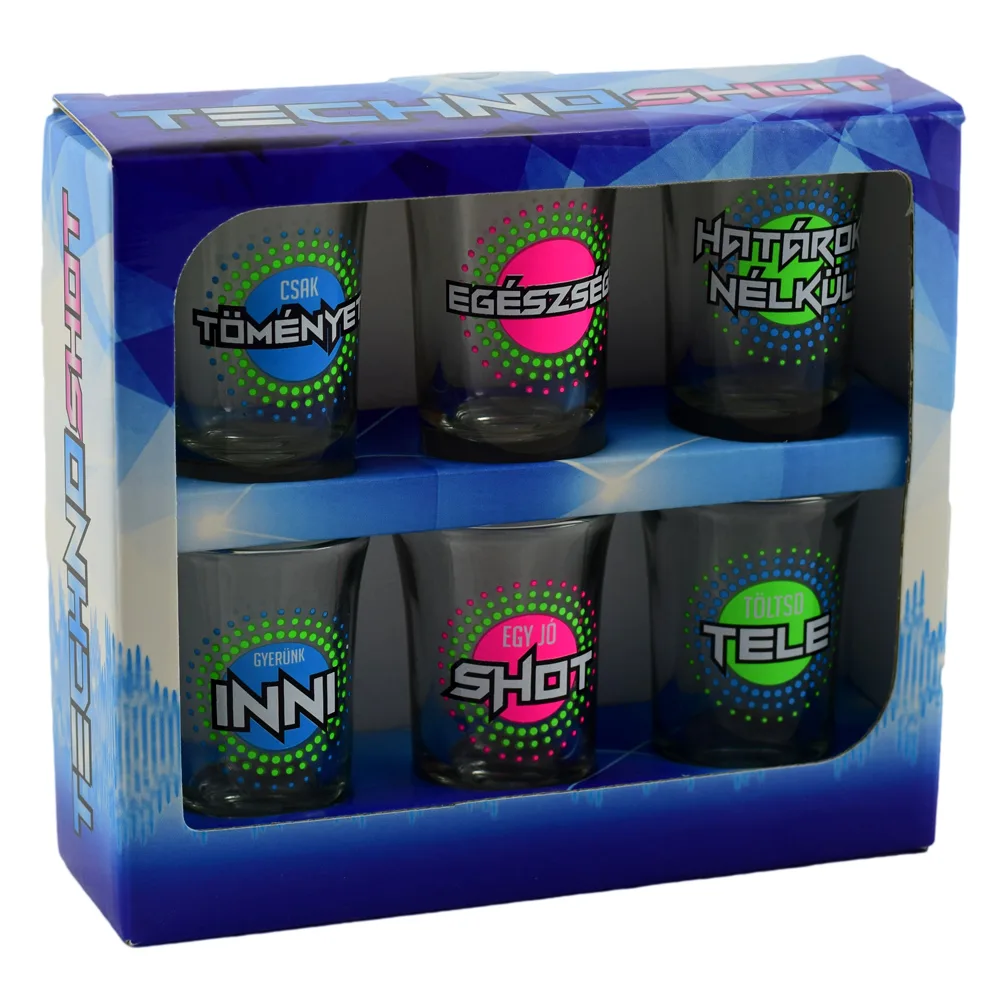 Set 6 pahare shot din sticla Techno, Lb. Magh. 35 ml