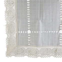 Fata de masa rustica din bumbac  90 x 90 cm, cu dantela trandafir