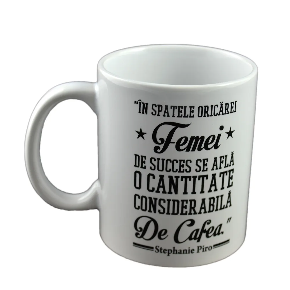 Cana ceramica Boss Mug 300 ml ''In spatele oricarei femei de succes se afla o cantitate considerabila de cafeaua." Stephanie Piro, in cuite decorativa - imagine 3