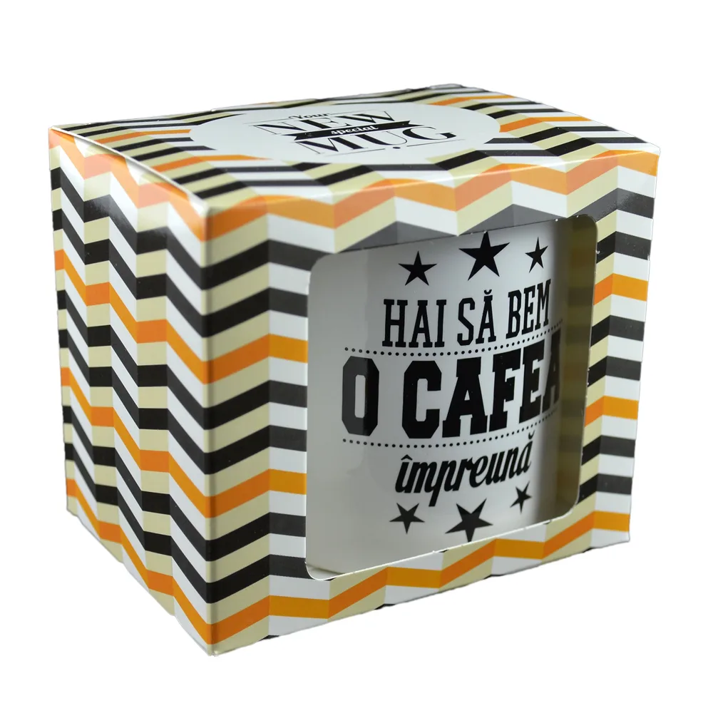 Cana ceramica Boss Mug 300 ml "Hai sa bem o cafea impreuna.", in cutie decorativa