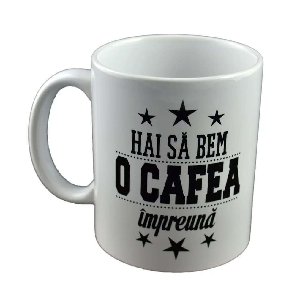 Cana ceramica Boss Mug 300 ml "Hai sa bem o cafea impreuna.", in cutie decorativa - imagine 2