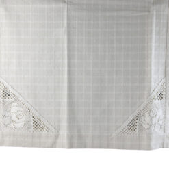 Fata de masa tip runner din bumbac 50 x 150 cm, cu dantela trandafir