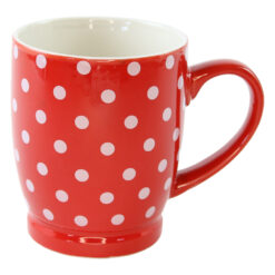Cana din ceramica rosie cu buline albe 320 ml