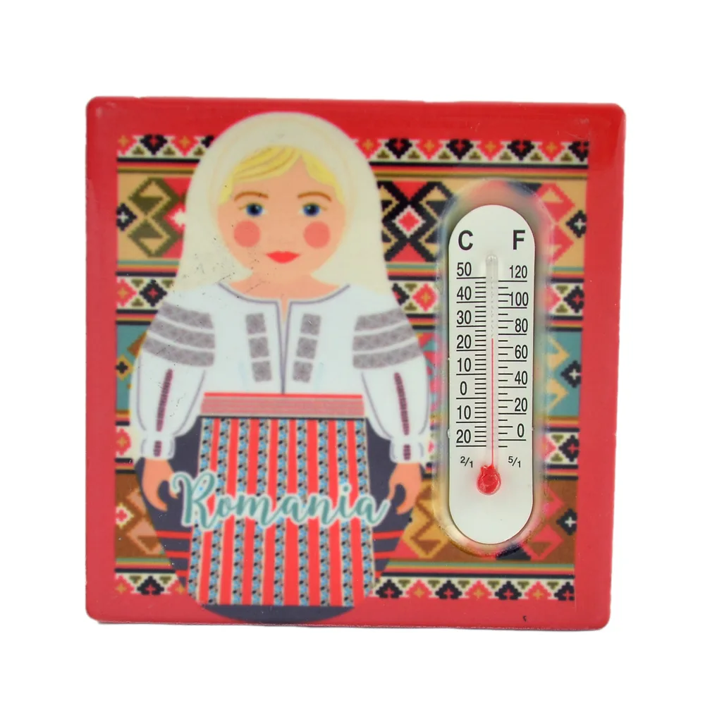 Magnet de frigider din ceramica cu termometru 8x8 CM, Port Popular