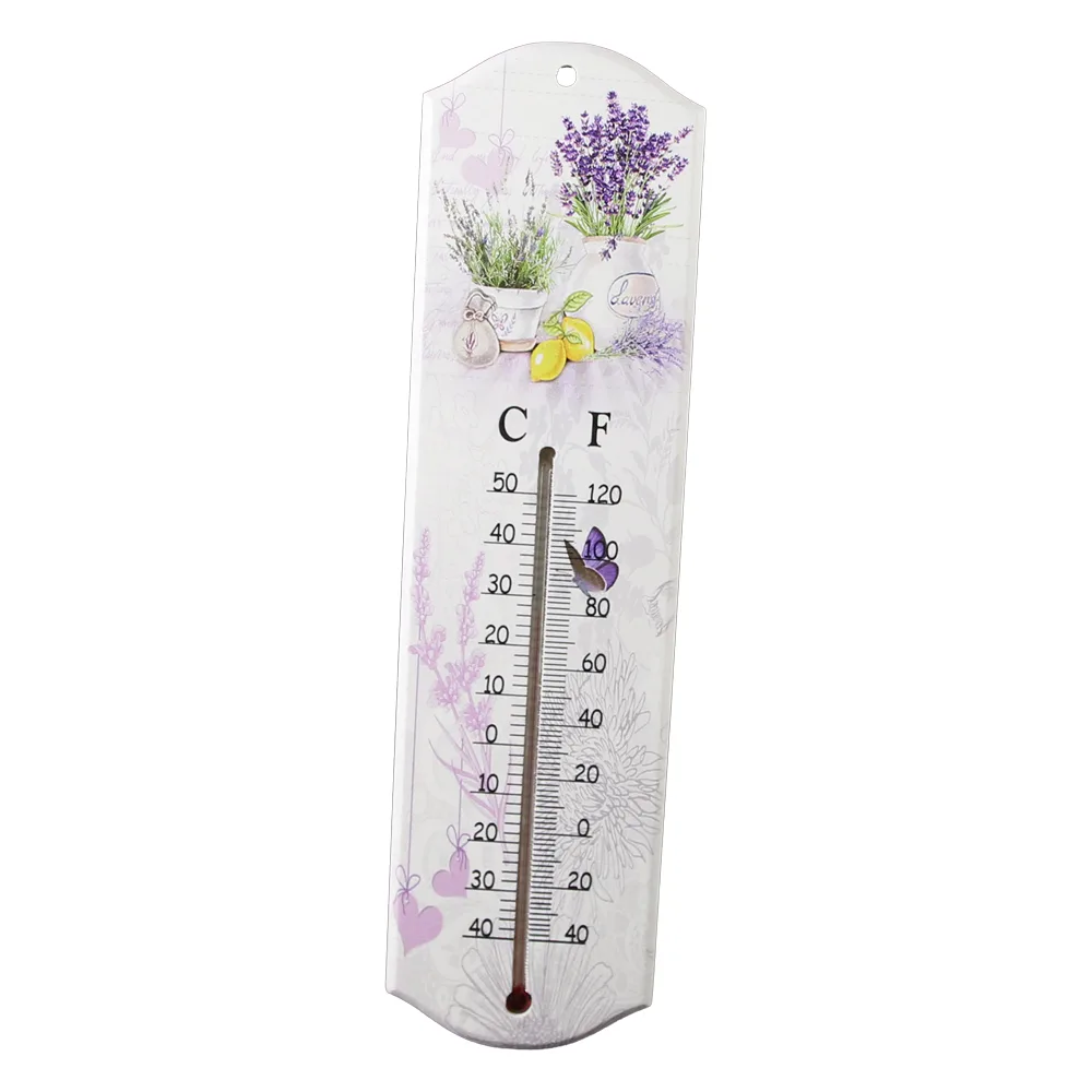 Termometru din lemn cu design Lavanda 7 x 26.5 cm
