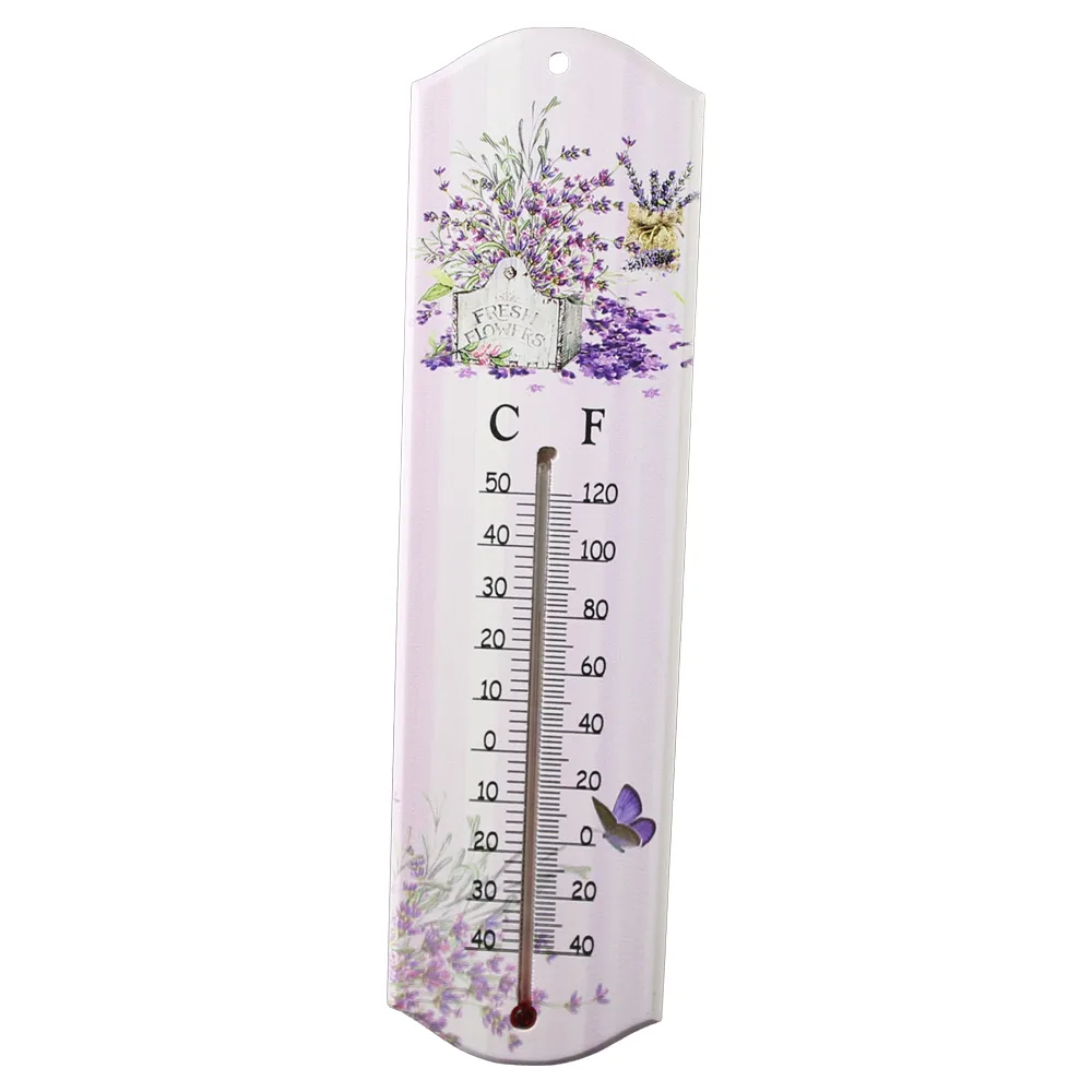 Termometru din lemn cu design Lavanda 7 x 26.5 cm - imagine 2