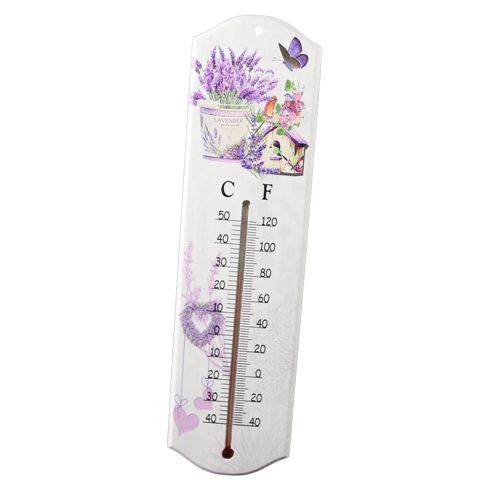 Termometru din lemn cu design Lavanda 7 x 26.5 cm - imagine 3