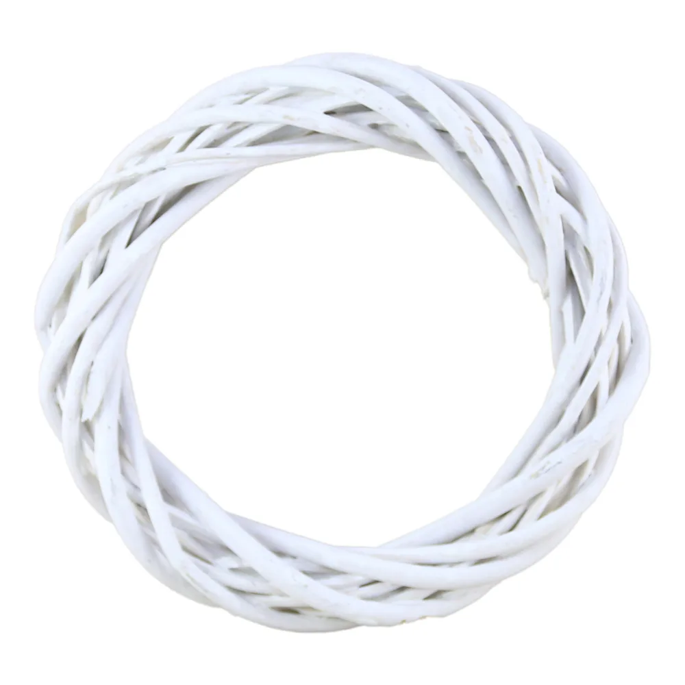 Coroana pentru decor din rachita 15 CM, Alb