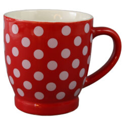 Cana din ceramica rosie cu buline 200 ml
