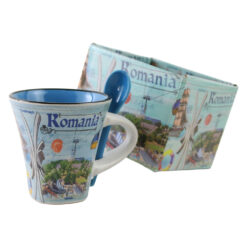 Alternative view of Cana din ceramica cu lingurita "Romania" 90 ml Black Sea, cu cutie decorativa