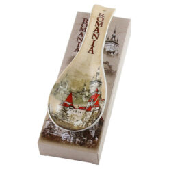Decor de perete tip lingura din ceramica Castele 9 x 26 cm, Romania, maro