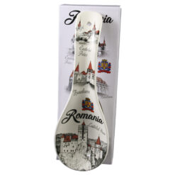 Decor de perete tip lingura din ceramica Castele 9  x 26 cm, Romania, alb