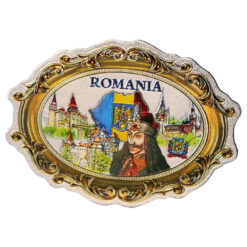 Magnet de frigider din plastic cu aspect metalic "Romania" 8.5 x 6 cm Castele si Cetati