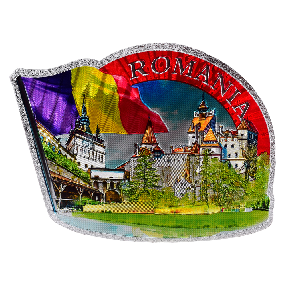 Magnet de frigider din metal 9x6 CM - Castelul Bran & Cetatea Sighisoarei