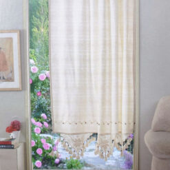 Alternative view of Perdea rustica din bumbac 140 x 100 cm, cu dantela si margele din lemn