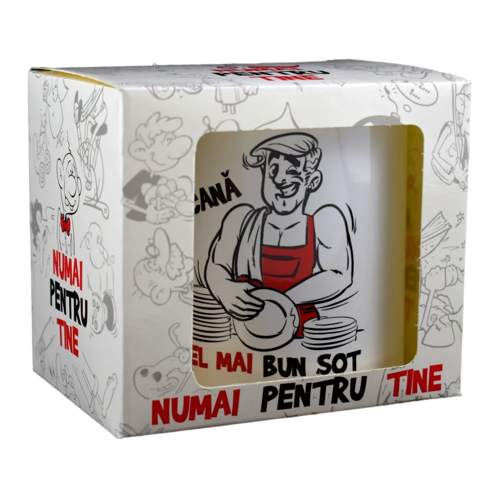 Cana ceramica 300 ml, "Cel mai bun sot", in cutie decorativa - Funny Mug - imagine 2