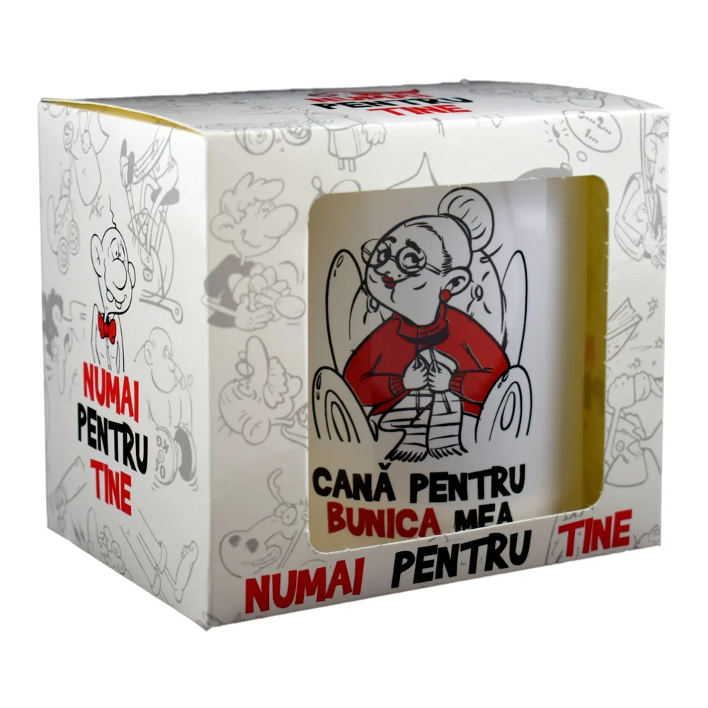 Cana ceramica 300 ml, "Cana pentru bunica mea", in cutie decorativa - Funny Mug - imagine 2