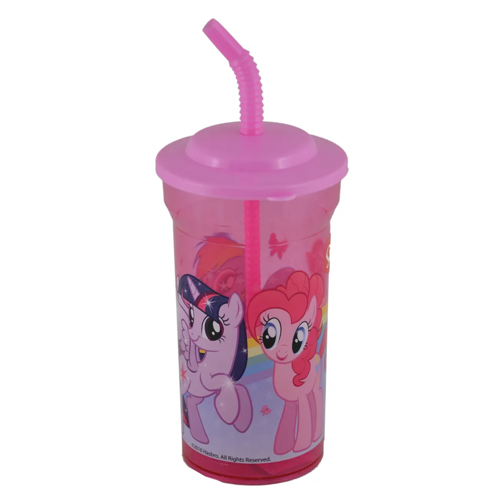 Pahar din plastic cu capac si pai Poney, 460 ml - imagine 2