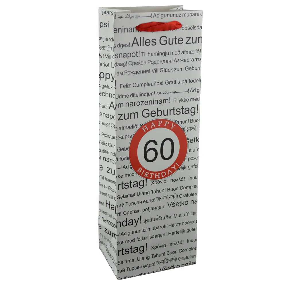 Punga cadou pentru bauturi realizata din hartie laminata - Boldog szuletesnapot 60/Happy birthday 60 - imagine 4