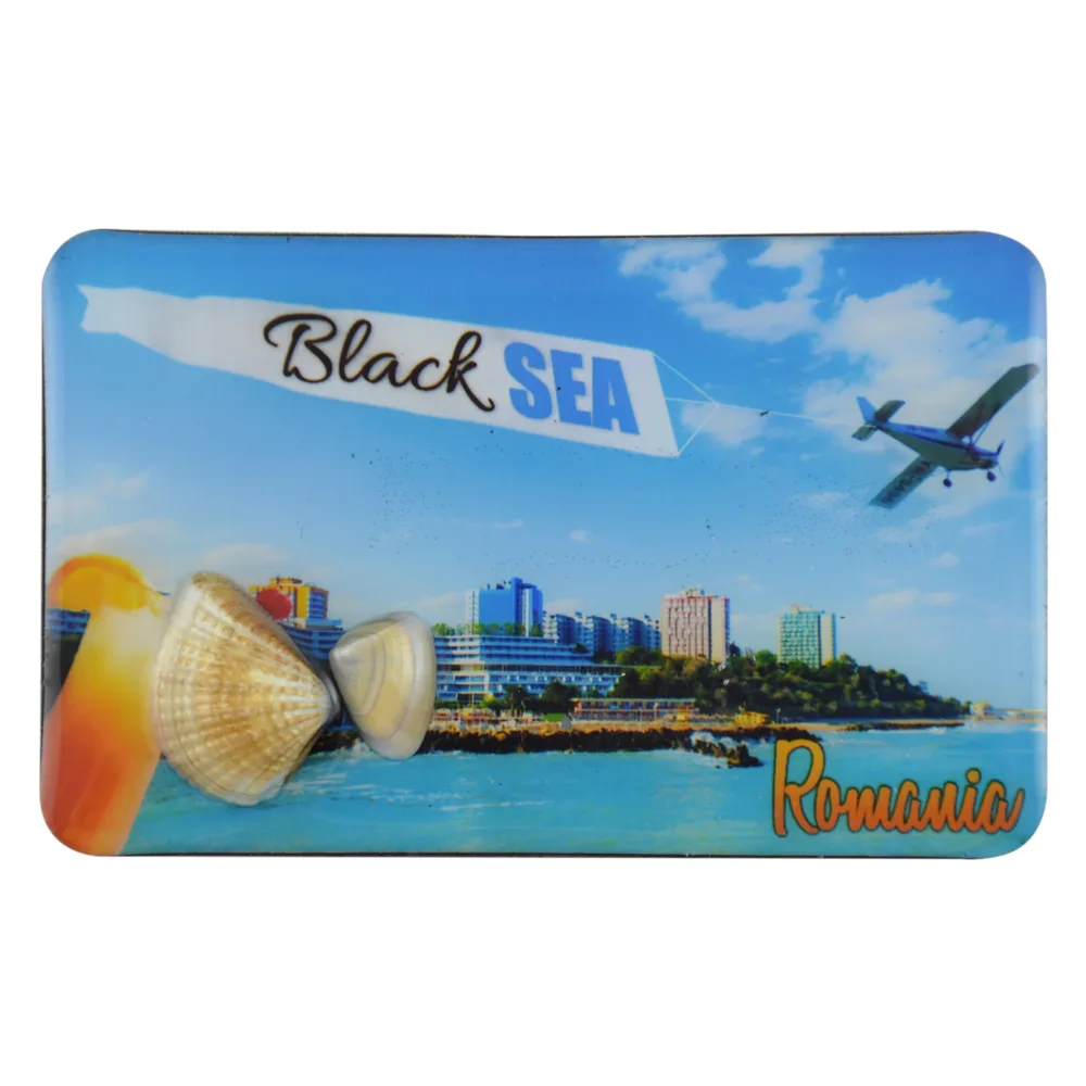 Magnet frigider din plastic cu scoici Black Sea/Romania 8x5 CM - imagine 2