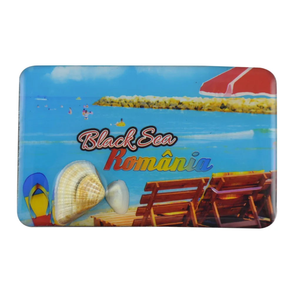Magnet frigider din plastic cu scoici Black Sea/Romania 8x5 CM - imagine 3