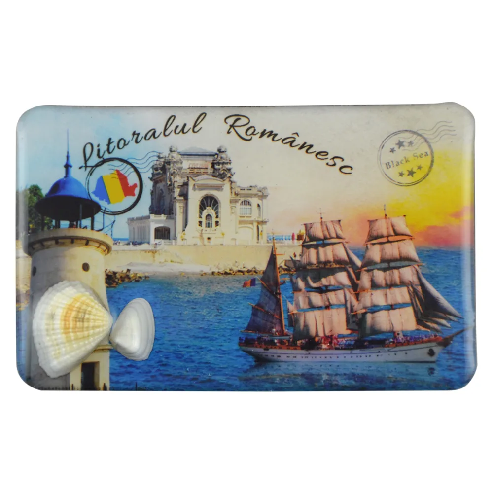 Magnet frigider din plastic cu scoici Black Sea/Romania 8x5 CM - imagine 4