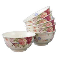 Set 6 boluri din ceramica 13 x 5.5 cm, trandafiri