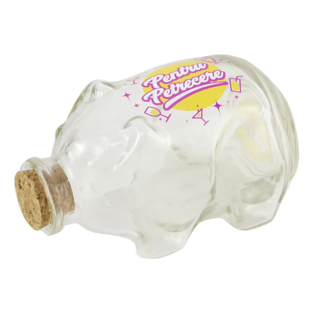 Pusculita din sticla "Pentru Petrecere/Umple-l!" 13x8 CM