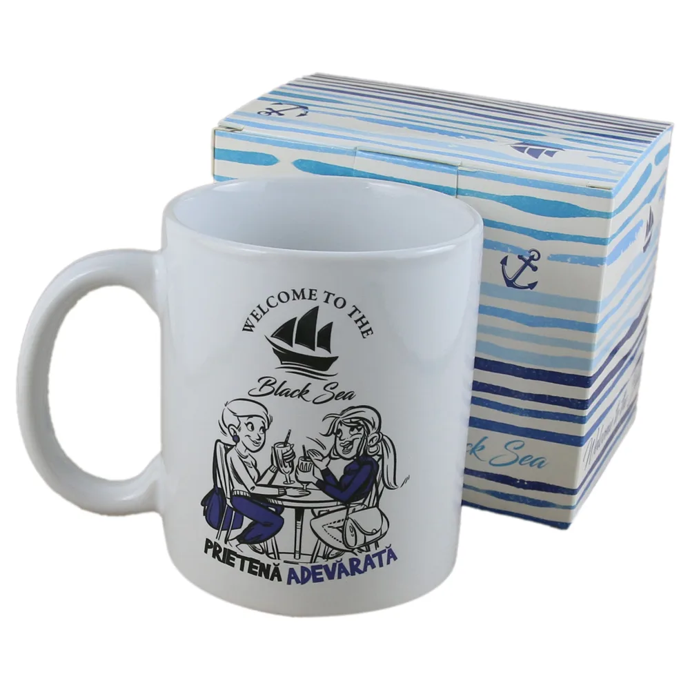 Cana ceramica 300 ml "Prietena adevarata", in cutie decorativa - Black Sea