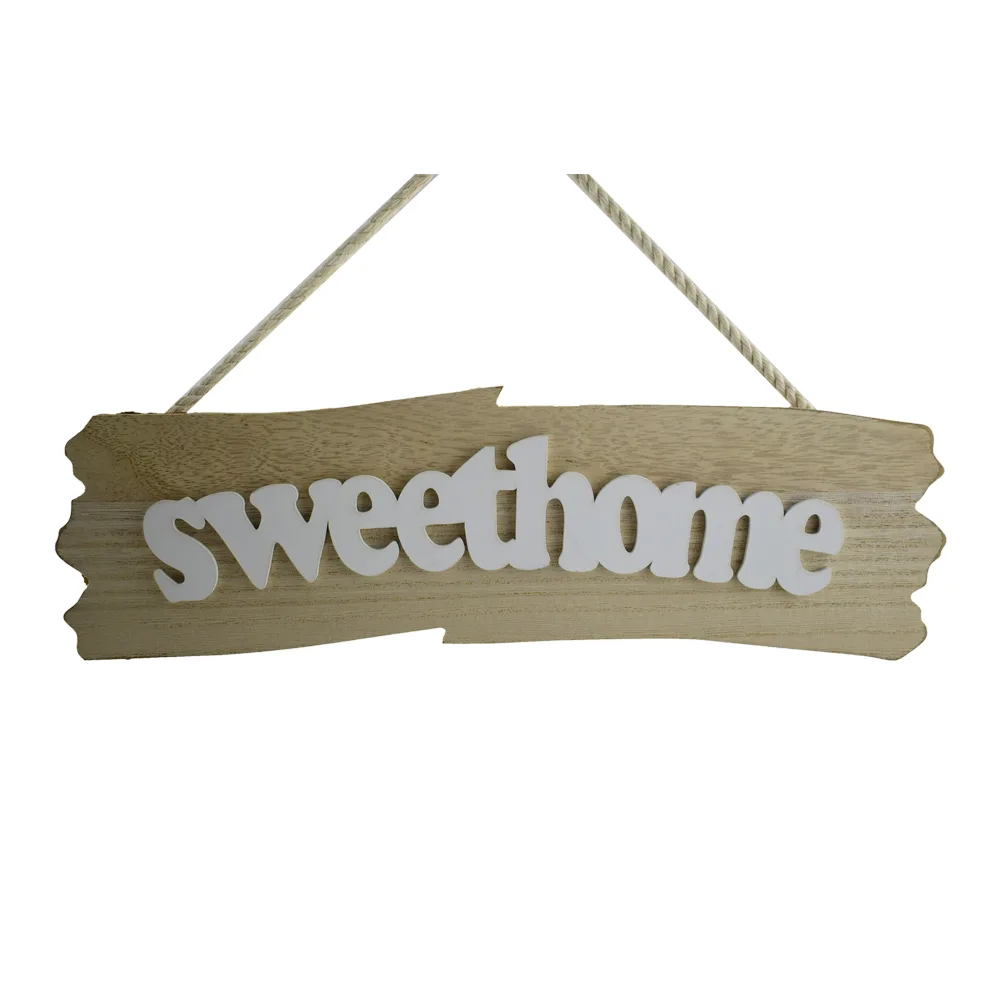 Decoratiune usa realizata din lemn - Welcome/Sweet Home - imagine 3