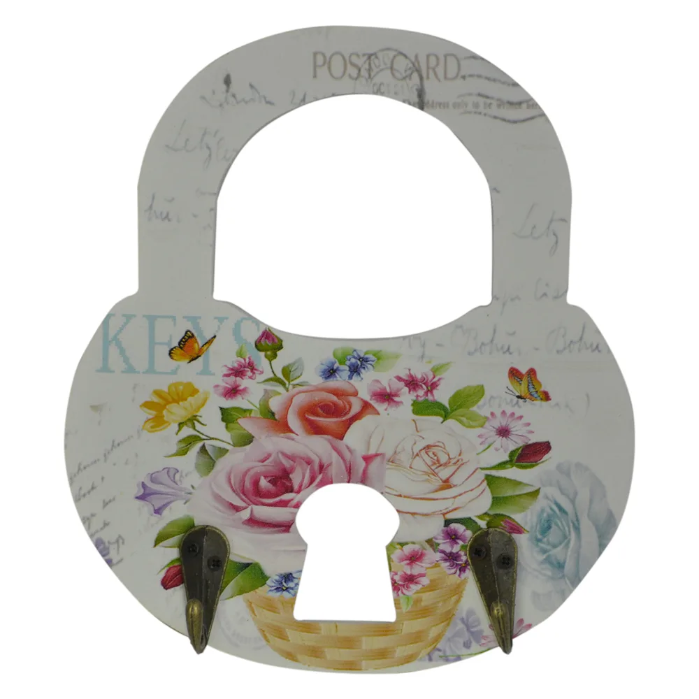 Suport pentru cheie realizat din lemn in forma de lacat - Design vintage - Diverse modele