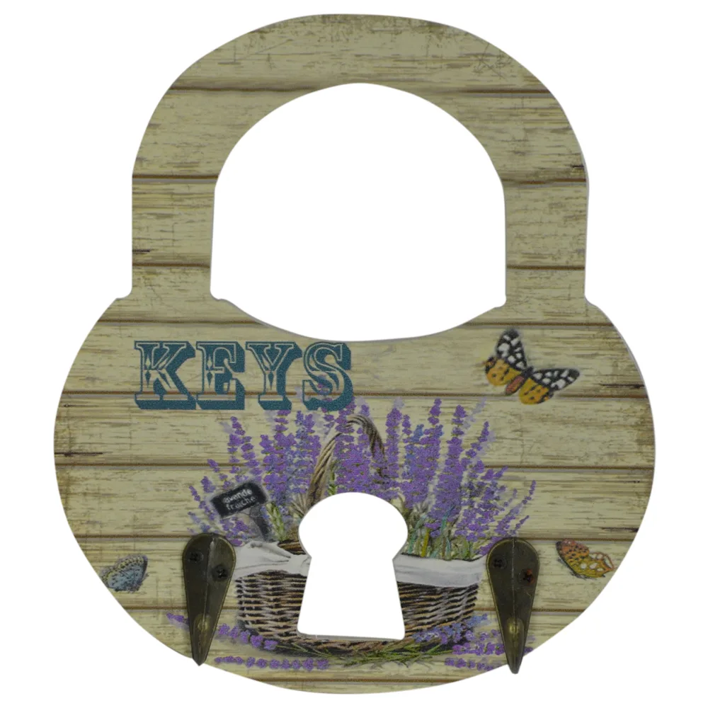 Suport pentru cheie realizat din lemn in forma de lacat - Design vintage - Diverse modele - imagine 3