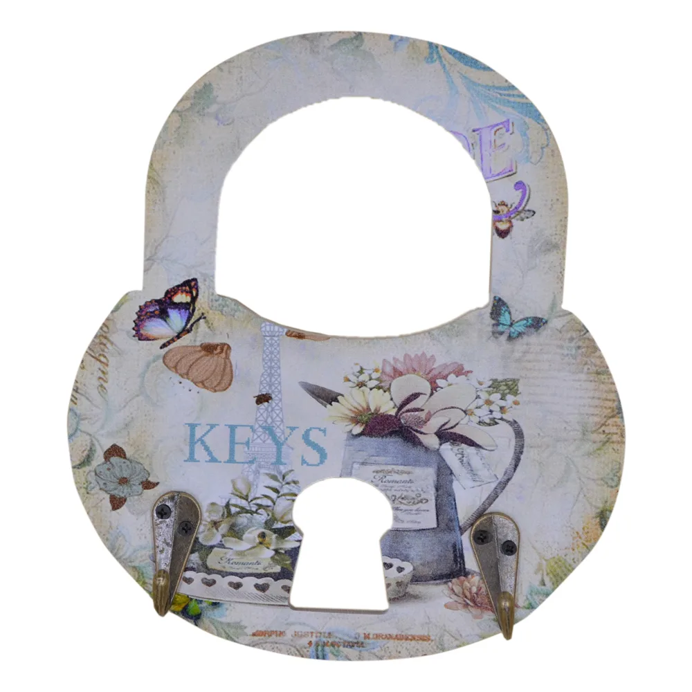 Suport pentru cheie realizat din lemn in forma de lacat - Design vintage - Diverse modele - imagine 5