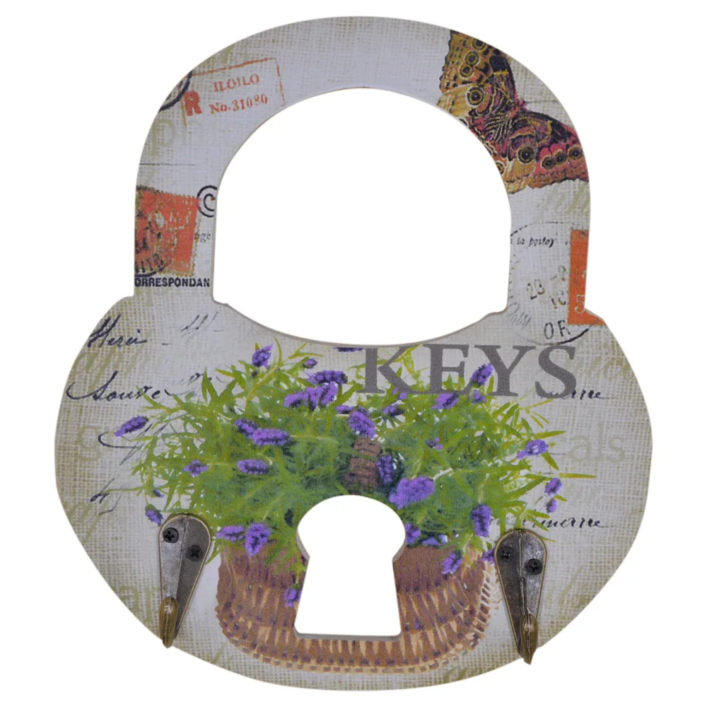 Suport pentru cheie realizat din lemn in forma de lacat - Design vintage - Diverse modele - imagine 6