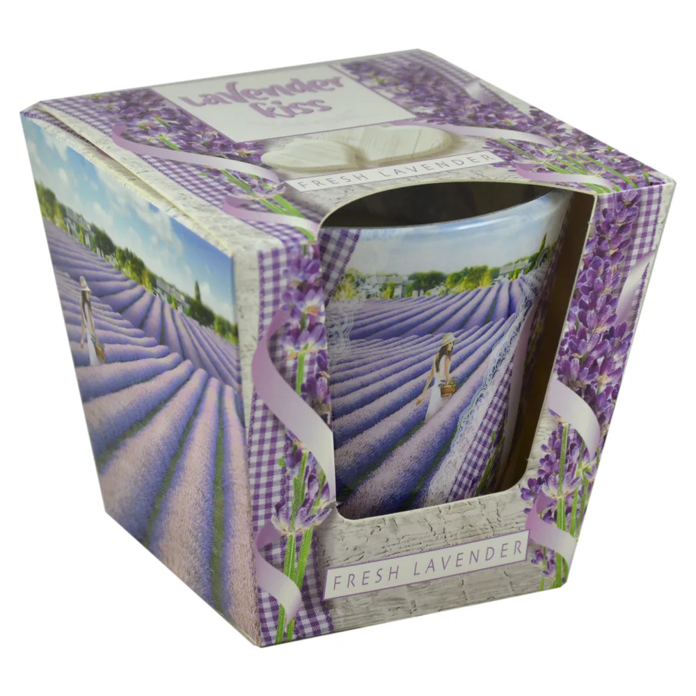 Lumanare parfumata in pahar de sticla - Lavender Kiss, Aroma de Lavender Oil & Fresh Lavender - imagine 2