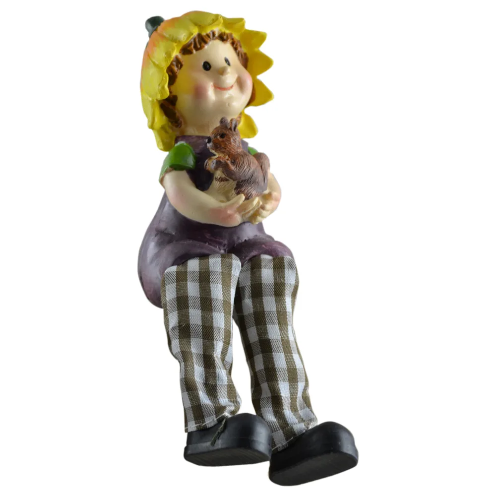 Pereche figurine copii cu animale din rasina cu picioare textil - imagine 2