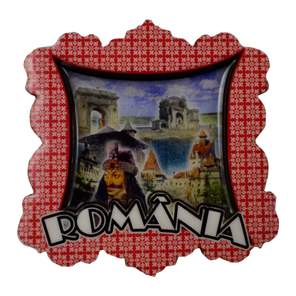 Magnet frigider din lemn si rasina Romania/Dracula 8 CM - imagine 2