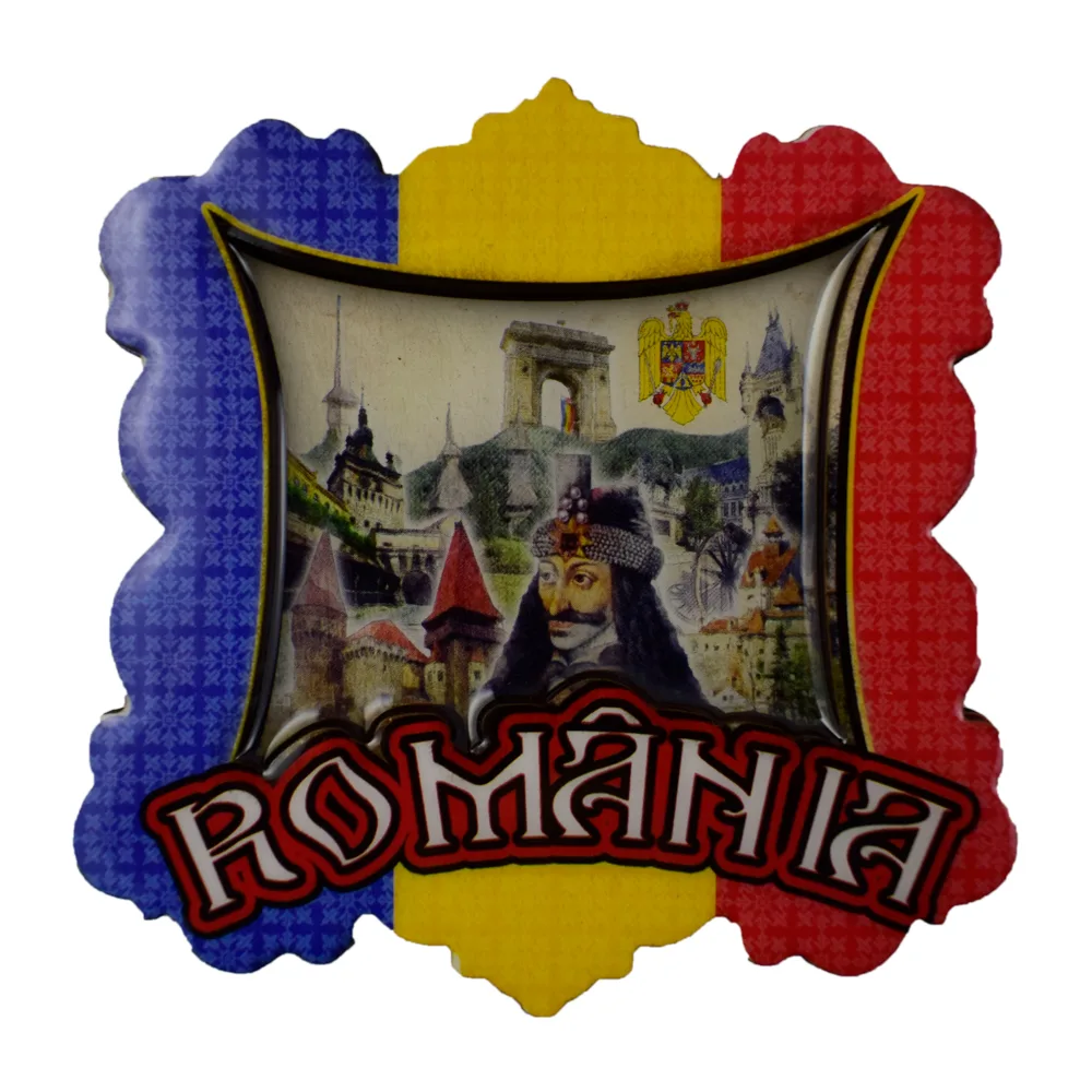 Magnet frigider din lemn si rasina Romania/Dracula 8 CM - imagine 3